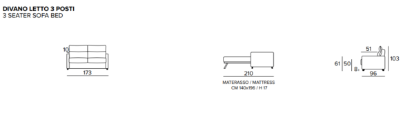 DIVANO LETTO 3 POSTI BOGART