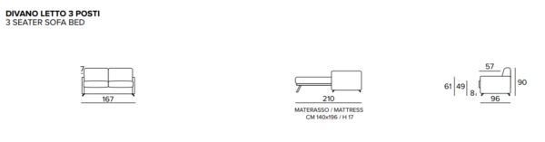 DIVANO LETTO 3 POSTI AMBROGIO