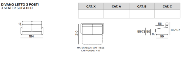 DIVANO LETTO 3 POSTI MIRAGE
