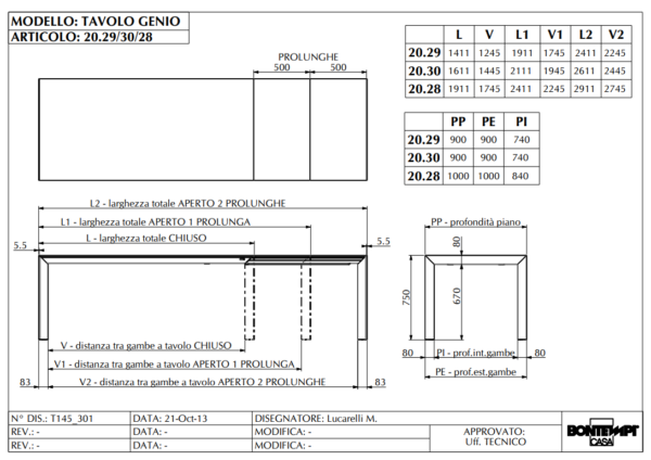 TAVOLO ALLUNGABILE GENIO