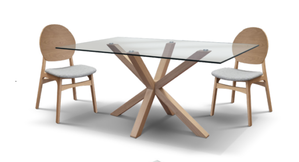 TAVOLO VETRO CON BASE IN LEGNO