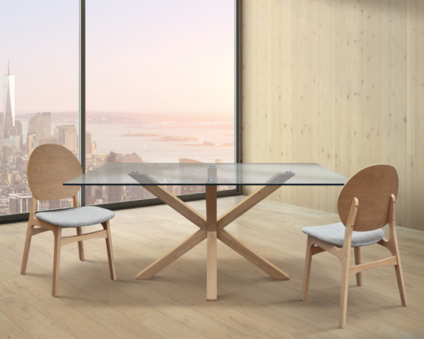 TAVOLO VETRO CON BASE IN LEGNO